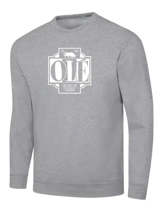 Light Grey Heather 7.8 oz Ring Spun Crew Sweatshirt w/Ole Logo