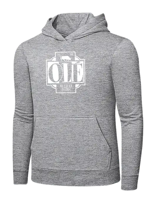 Light Grey Heather 7.8 oz Ring Spun Hooded Sweatshirt w/Ole Logo