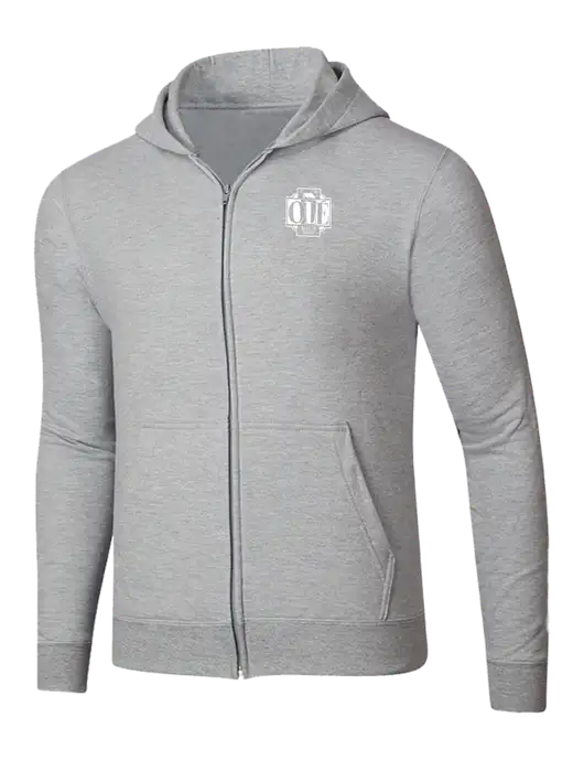 Light Grey Heather 8.5 oz Ring Spun Zip Hooded Sweatshirt w/Ole Logo