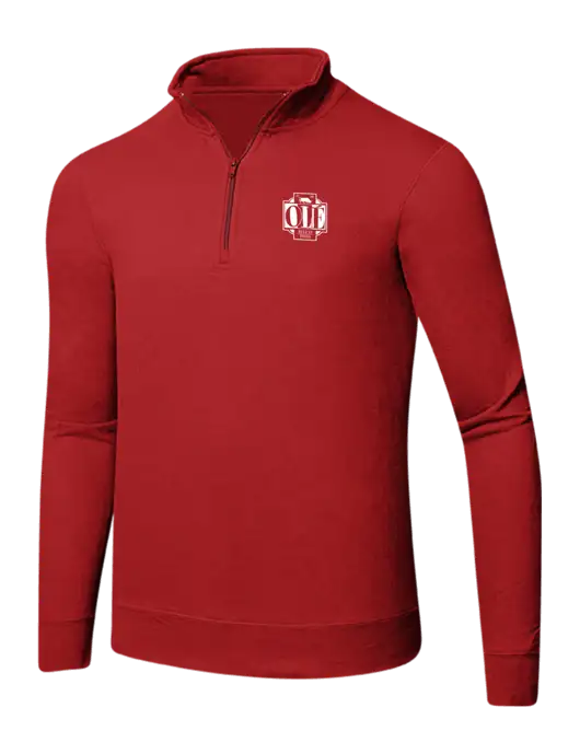 Bright Red 8.5 oz Ring Spun 1/4 Zip Pullover Sweatshirt w/Ole Logo