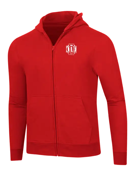 Bright Red 8.5 oz Ring Spun Zip Hooded Sweatshirt w/Ole Logo