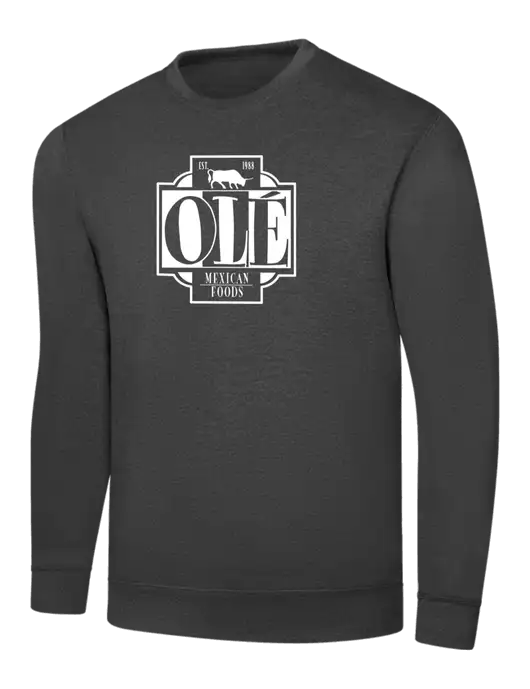 Dark Heather Grey 7.8 oz Ring Spun Crew Sweatshirt w/Ole Logo