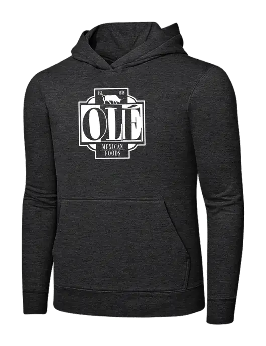 Dark Heather Grey 7.8 oz Ring Spun Hooded Sweatshirt w/Ole Logo