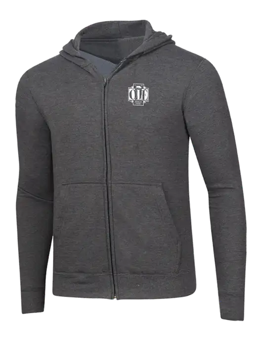 Dark Heather Grey 8.5 oz Ring Spun Zip Hooded Sweatshirt w/Ole Logo