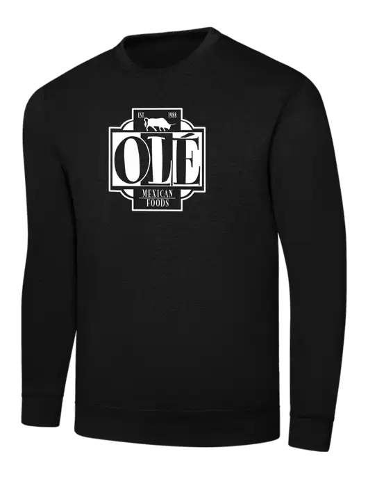 Black 7.8 oz Ring Spun Crew Sweatshirt w/Ole Logo