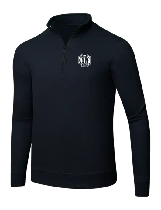 Jet Black 8.5 oz Ring Spun 1/4 Zip Pullover Sweatshirt w/Ole Logo