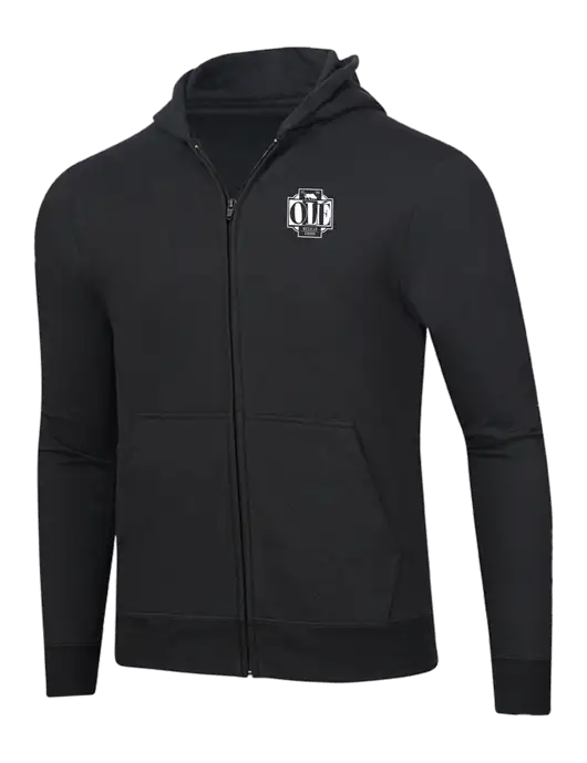 Jet Black 8.5 oz Ring Spun Zip Hooded Sweatshirt w/Ole Logo