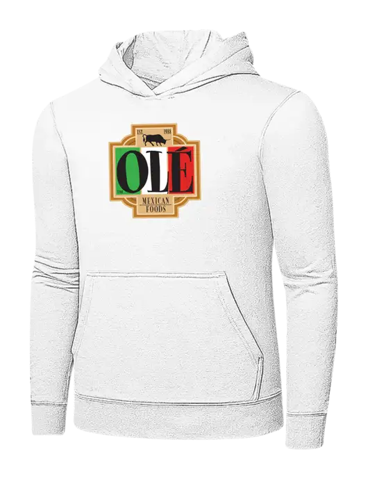 White 7.8 oz Ring Spun Hooded Sweatshirt w/Ole Logo