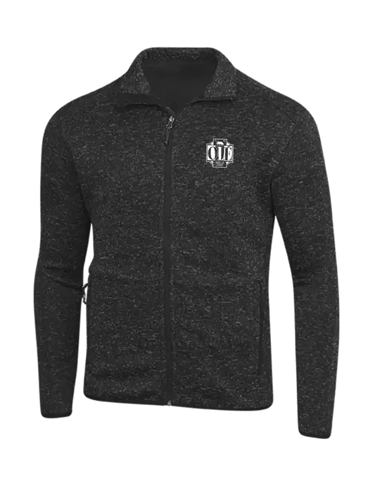 Black Heather Sweater Fleece Jacket w/Ole Logo
