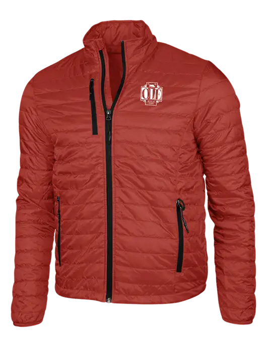 Dark Red Puffy Packable Jacket w/Ole Logo