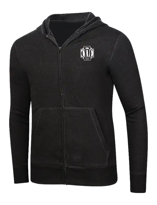 Full-Zip Black Heavyweight Hooded Sweatshirt w/Ole Logo
