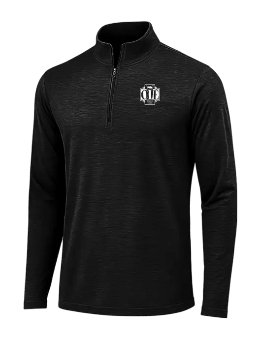 Black Triad Solid Posicharge Tri-Blend Wicking 1/4 Zip Pullover w/Ole Logo