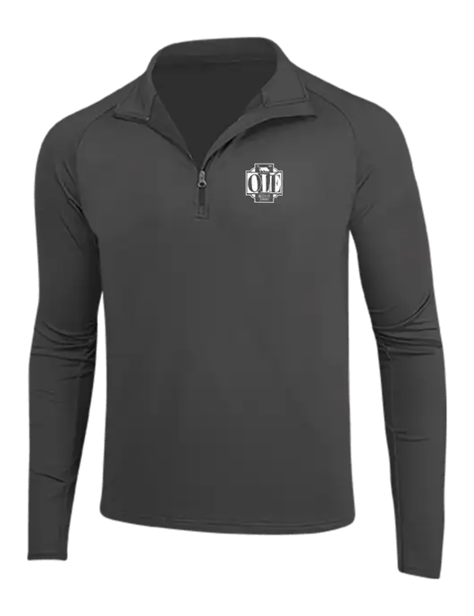 Charcoal Grey Sport Wick Stretch 1/4 Zip Pullover w/Ole Logo