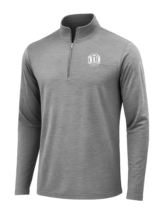 Dark Grey Heather Posicharge Tri-Blend Wicking 1/4 Zip Pullover w/Ole Logo