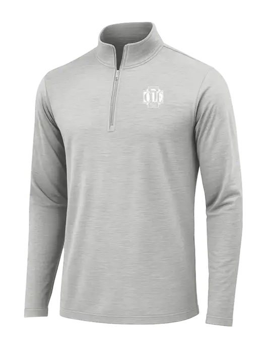 Light Grey Heather Posicharge Tri-Blend Wicking 1/4 Zip Pullover w/Ole Logo