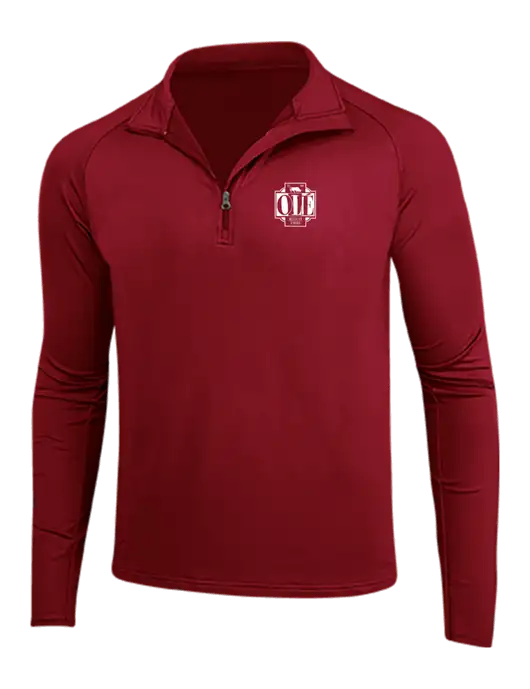 Red Sport Wick Stretch 1/4 Zip Pullover w/Ole Logo