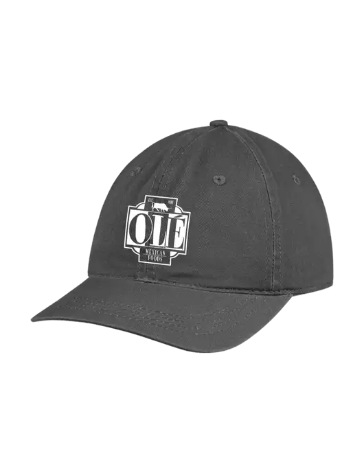 Garment Washed Unstructured Twill Charcoal Cap w/Ole Logo