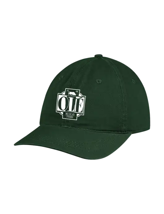 Garment Washed Unstructured Twill Dark Green Cap w/Ole Logo