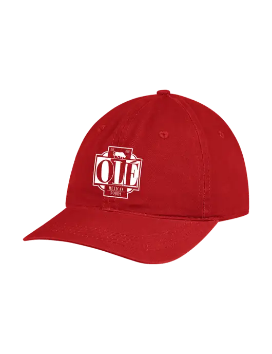 Garment Washed Unstructured Twill Red Cap w/Ole Logo