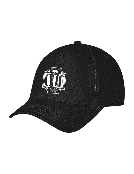Black Structured Soft Snap Closure Hook & Loop Cap w/Ole Logo