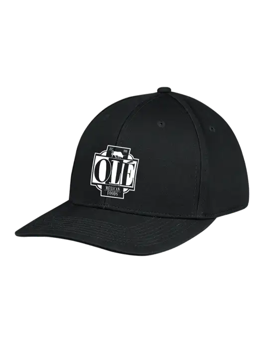 Premium Modern Structured Twill Black Snapback Cap w/Ole Logo