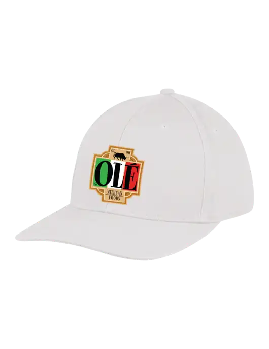 Premium Modern Structured Twill White Snapback Cap w/Ole Logo