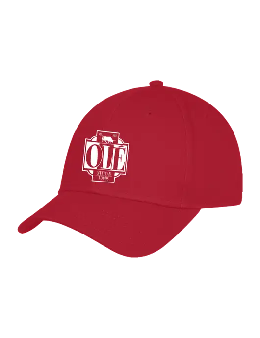 Red Structured Cap Hook & Loop w/Ole Logo