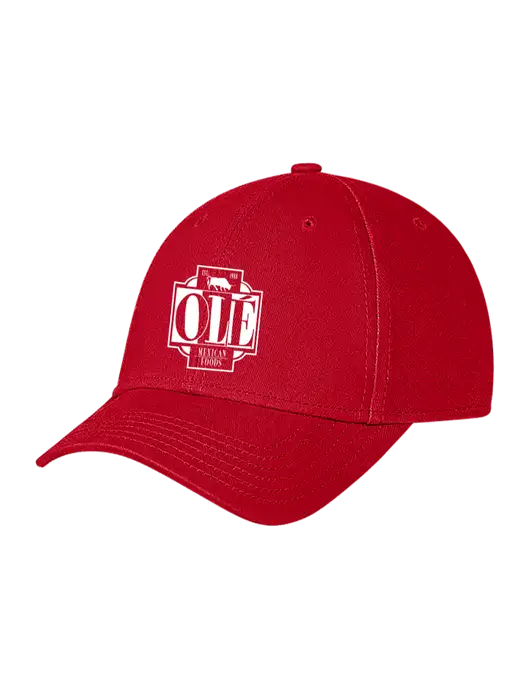 Red Structured Soft Snap Closure Hook & Loop Cap w/Ole Logo