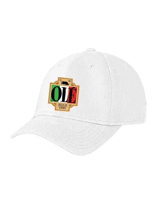 White Structured Soft Snap Closure Hook & Loop Cap w/Ole Logo