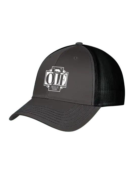 Charcoal & Black Mesh Trucker Cap Snap Back w/Ole Logo