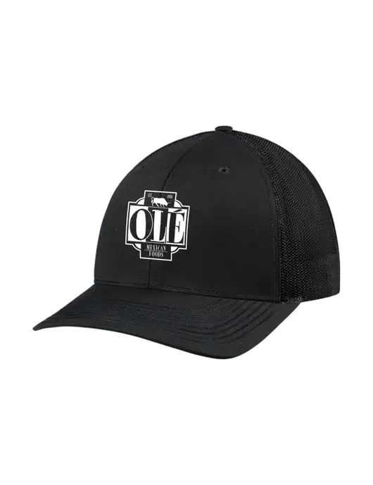 Richardson Adjustable Snapback Original 112 Trucker Cap Black w/Black Mesh w/Ole Logo