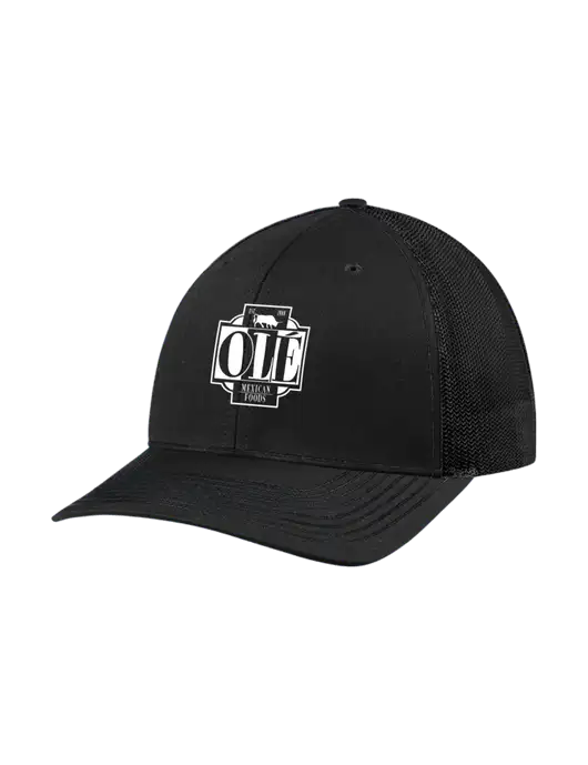Richardson Adjustable Snapback Original 112 Trucker Cap Black w/Black Mesh w/Ole Logo