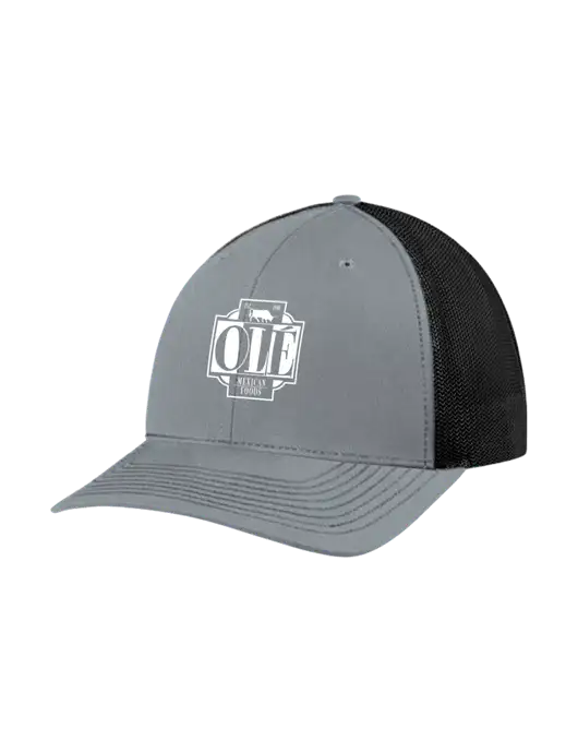 Richardson Adjustable Snapback Original 112 Trucker Cap Heather Grey w/Black Mesh w/Ole Logo