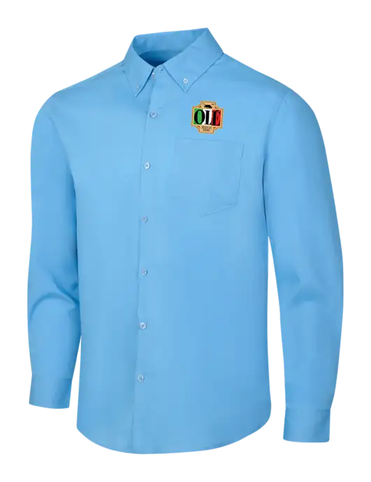 Carolina Blue Long Sleeve Carefree Poplin Shirt w/Ole Logo