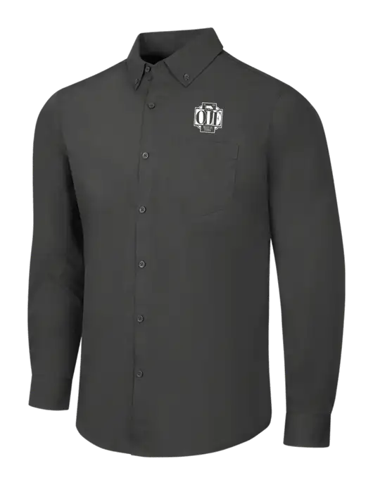 Dark Grey Long Sleeve Carefree Poplin Shirt w/Ole Logo