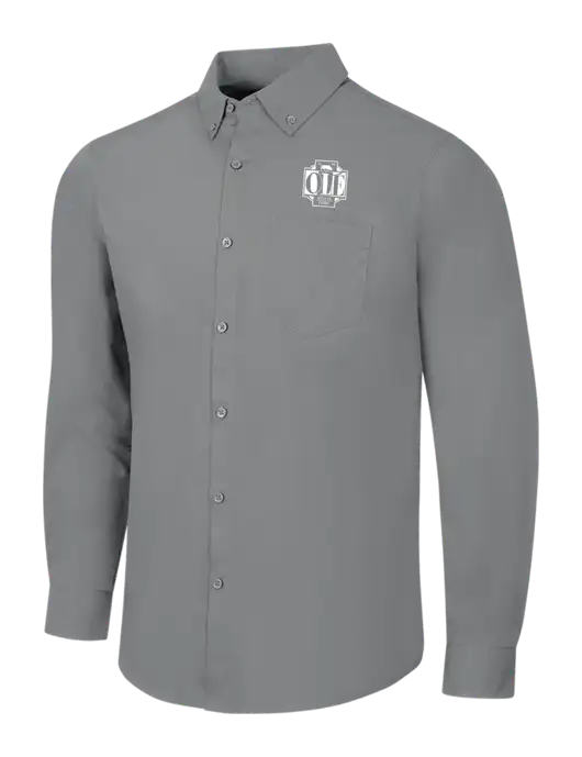 Medium Grey Long Sleeve Carefree Poplin Shirt w/Ole Logo