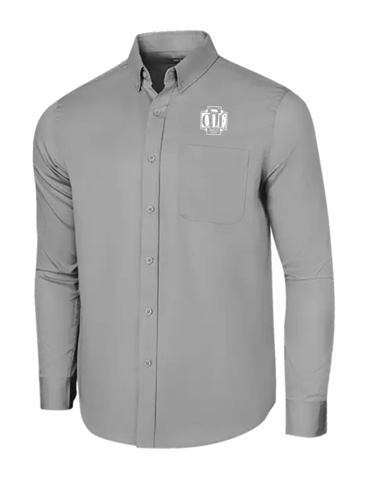 Long Sleeve Light Grey Superpro React Twill Shirt w/Ole Logo