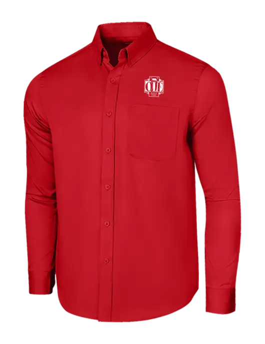 Long Sleeve Red Superpro React Twill Shirt w/Ole Logo