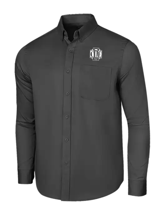 Long Sleeve Dark Grey Superpro React Twill Shirt w/Ole Logo