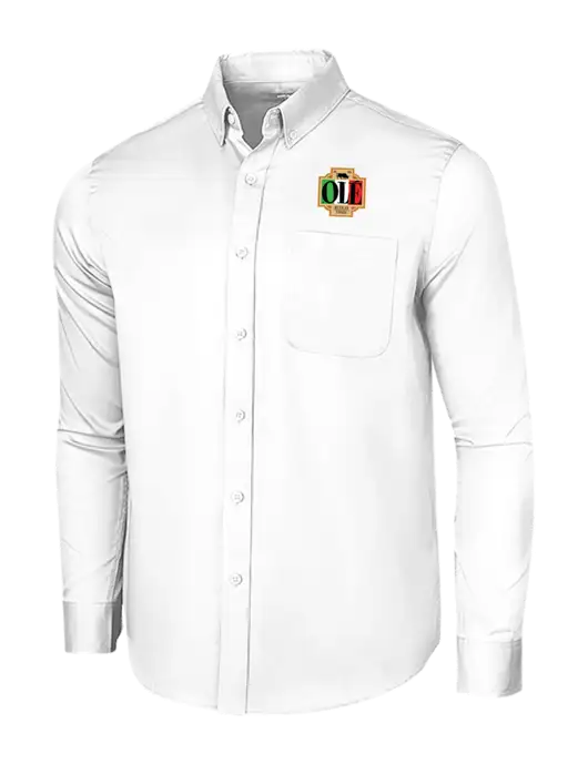 Long Sleeve White Superpro React Twill Shirt w/Ole Logo