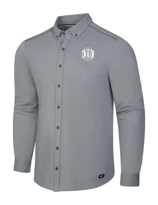 OGIO Medium Grey Heather Modern Code Stretch Button-Up Shirt w/Ole Logo