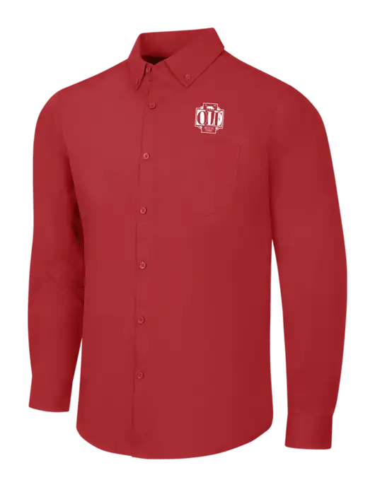 Red Long Sleeve Carefree Poplin Shirt w/Ole Logo