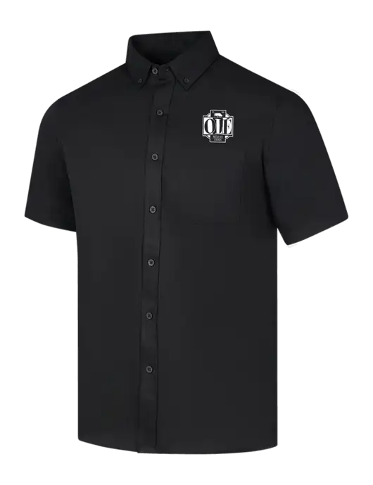 Short Sleeve Deep Black Superpro React Twill Shirt w/Ole Logo
