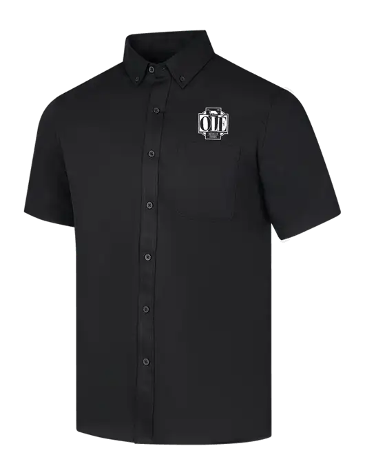 Short Sleeve Deep Black Superpro React Twill Shirt w/Ole Logo
