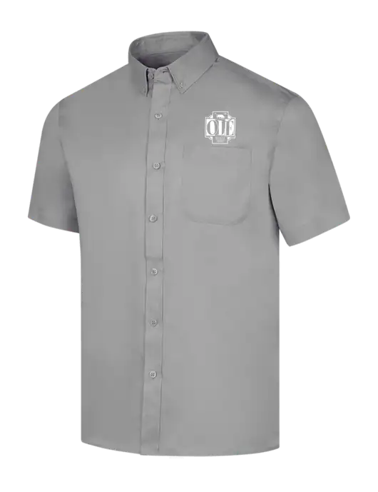 Short Sleeve Light Grey Superpro React Twill Shirt w/Ole Logo