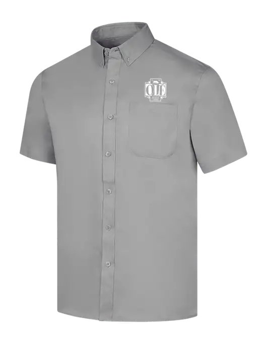 Short Sleeve Light Grey Superpro React Twill Shirt w/Ole Logo