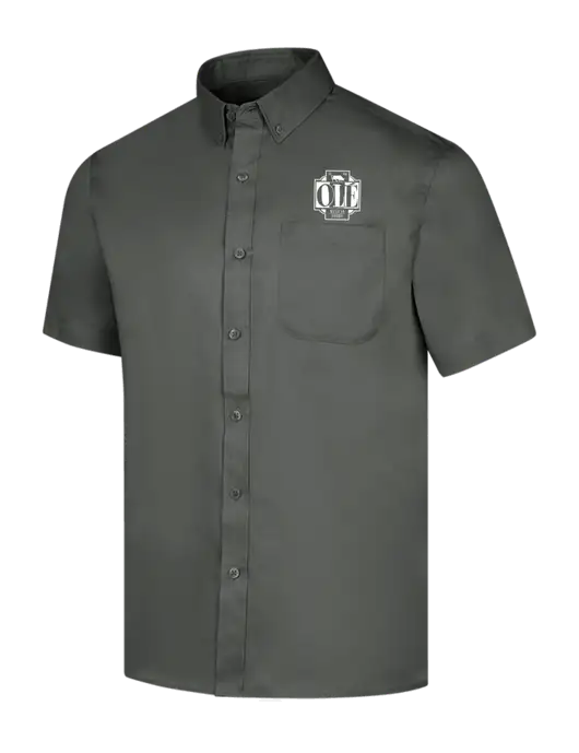 Short Sleeve Dark Grey Superpro React Twill Shirt w/Ole Logo