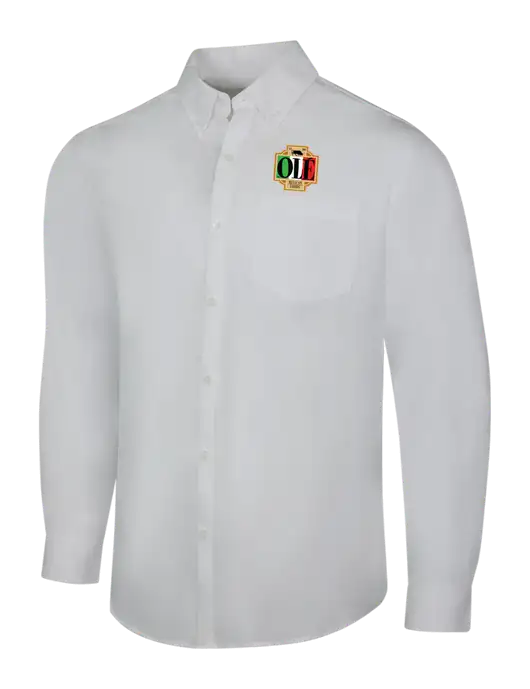 White Long Sleeve Carefree Poplin Shirt w/Ole Logo