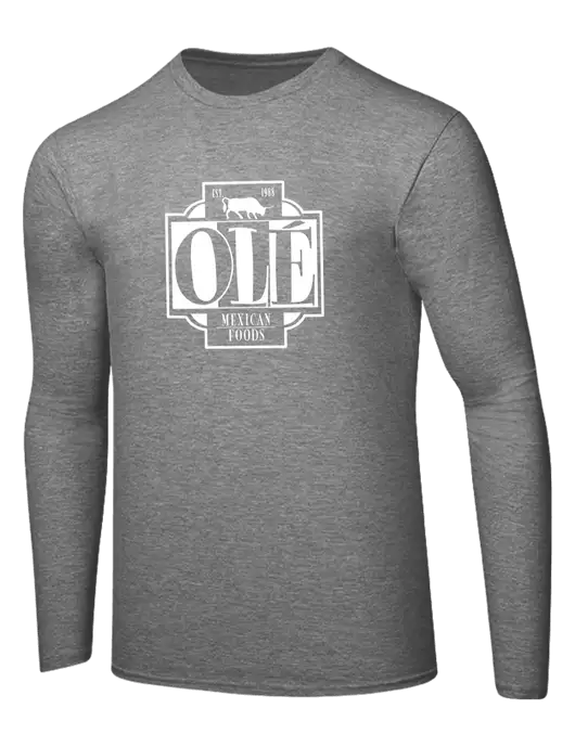 Ring Spun Light Heather Grey 4.5 oz Long Sleeve T-Shirt w/Ole Logo