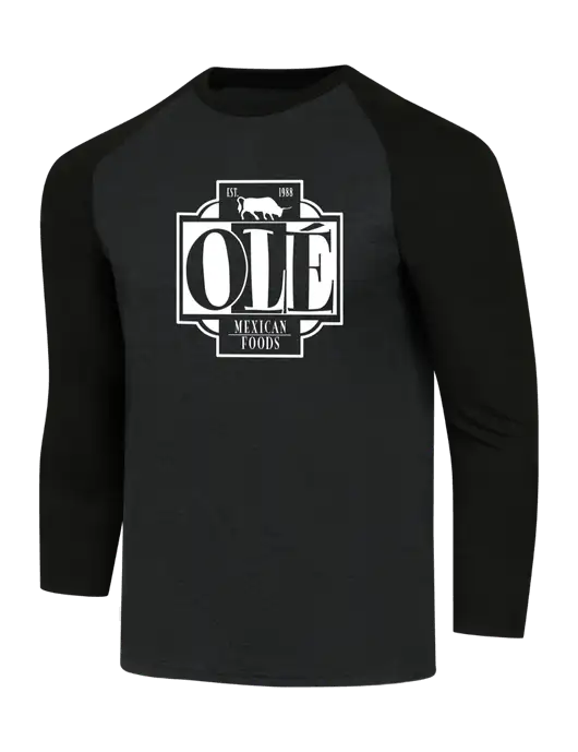 Simply Soft 3/4 Sleeve Black/Black Frost Ring Spun Cotton T-Shirt w/Ole Logo